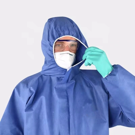 Breathabe disposable coveralls with hood details