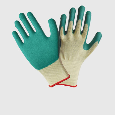 10 Gauge Green Latex Coated Work Gloves for Construction