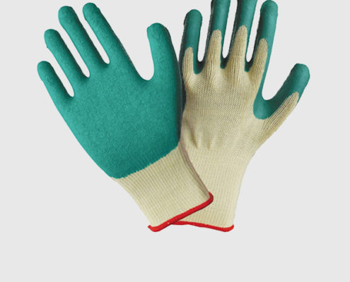 10 Gauge Green Latex Coated Work Gloves for Construction