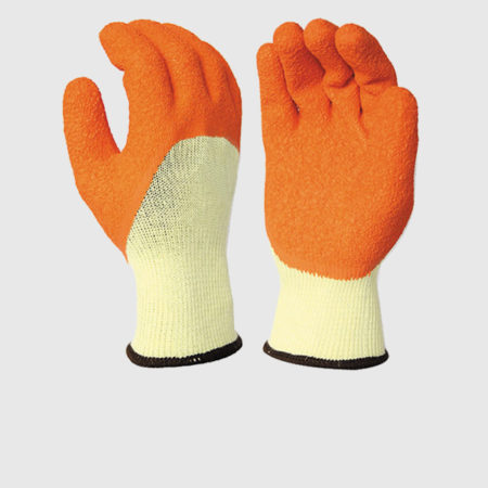 10 Gauge Orange Latex Half Coated Gloves