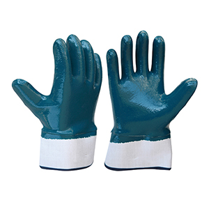 Full Blue Nitrile Dipped Gloves for Oil and Gas