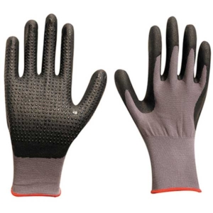 Nitrile micro-foam coated gloves with nitrile dots