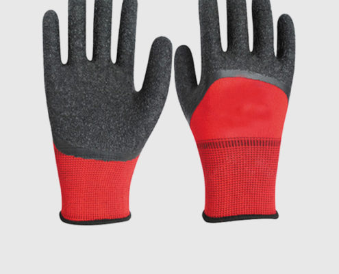 13 Gauge Black Latex Half Coated Gloves