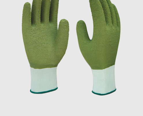 Green Crinkle Latex Coated Garden Work Gloves