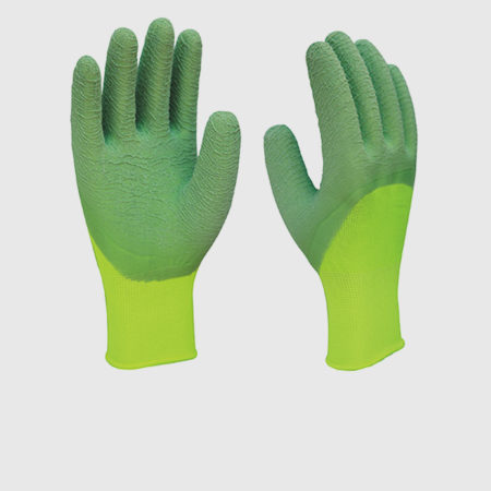 Green Crinkle Latex dipped Gardening Gloves