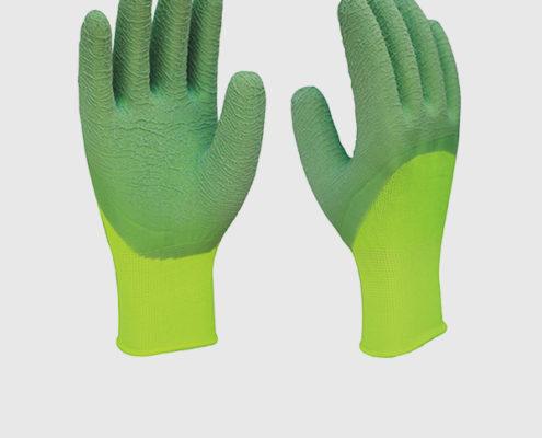 Green Crinkle Latex dipped Gardening Gloves